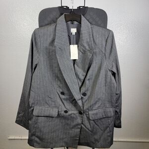 A New Day Women's Double Breasted Gray Pinstripe Blazer Size XXL